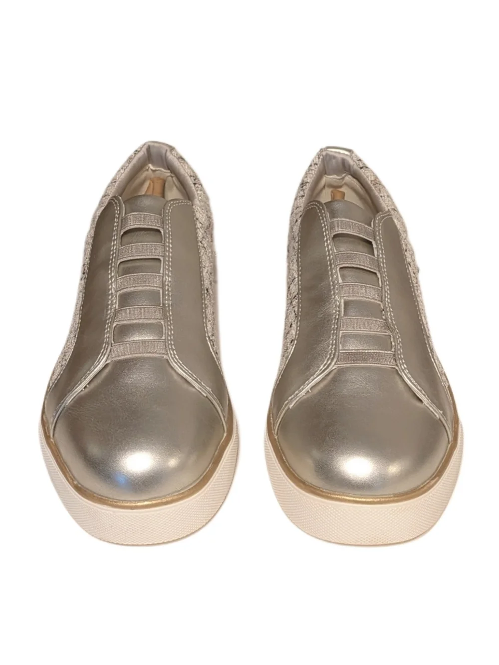 Reaction Kenneth Cole Bonnie Women’s 10 Ecru Metallic Tweed Slip On Sneakers